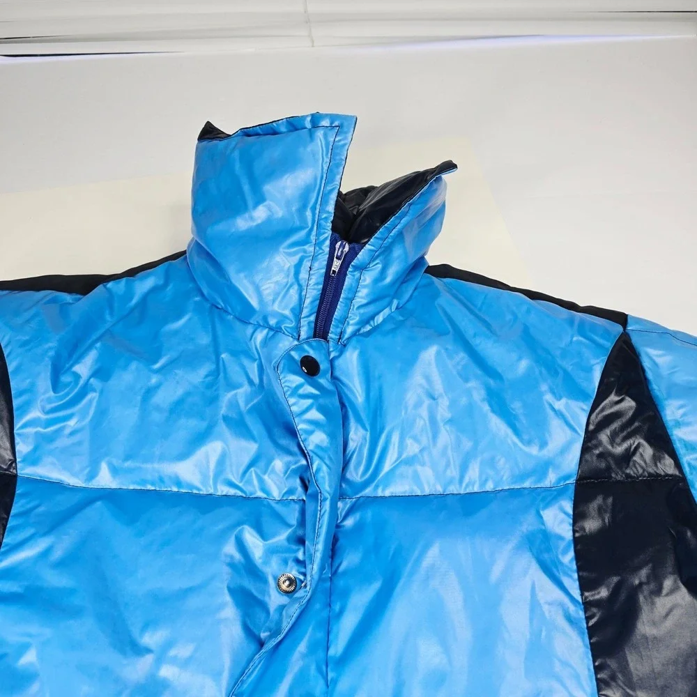 Vintage Contender Duck Down Puffer Jacket Mens XL Blue Black‎ Retro Winter